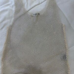 FauxRose Sparkle Mesh Tank Top - Champagne